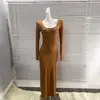 Nuevo Vestido Negro Ajustado de Manga Larga con Cuello Cuadrado, Puro y Sexy, Estilo Kardashian para Mujer