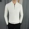 Nueva Camisa Polo de Primavera y Otoño con Cuello de Solapa, Suéter de Punto de Manga Larga para Hombre, Corte Ajustado, Casual de Negocios, Moderno, Venta al por Mayor Transfronteriza
