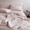 Súper suave~ Colcha de verano de algodón y lino natural, colcha de lino suave para aire acondicionado, juego de cuatro piezas de colcha de verano Clase A, lavable a máquina