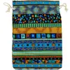 Mini Bolsa de Almacenamiento de Joyería Estilo Étnico, Bolsa de Brocado, Bolsa de Lino con Cordón, Bolsa de Tela para Accesorios