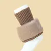 Botas de Leggings Cálidas Peludas Cortas con Pestaña Abatible para Mujer Otoño e Invierno Calcetines de Punto de Color Puro Calcetines Cortos de Otoño e Invierno