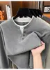 Sudadera de manga larga de dos piezas con estilo "old money" para hombre, moderna, hipoalergénica, adecuada para primavera y otoño, color liso, cuello en V, sudadera base casual