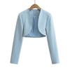 Jaqueta blazer de terno com xale novo outono 2023 feminina cintura alta curta sem botões ombreira cor sólida pequeno blazer cardigã top
