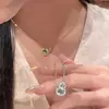 Calabaza de la Fortuna Súper Brillante Cielo Azul Cristal Calabaza Collar Colgante de Piedra Preciosa para Mujer Accesorios Cadena para Clavícula Joyería para Mujer