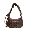 Bolso de Cuadros para Mujer Otoño Nuevo Estilo Coreano Bolso Dumpling para Mujer Lindo Cuadros Bolso de Hombro Cruzado de Alta Gama para Niña