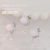 Colgante de perlas de amor con lazo de diamante rosa brillante con borlas de mariposa de lujo de celebridades de Internet, taladro para uñas DIY