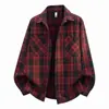 Camisa de cuadros para hombre 2026 otoño nuevo estilo estilo Hong Kong holgada talla grande cepillada a cuadros manga larga moderna