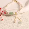 Colgante de moneda de flor de piedra natural pulsera de perlas de agua dulce nuevo estilo chino pulsera moderna personalizada simple nicho fresco
