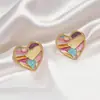 Pendientes Colgantes de Esmalte de Corazón Retro Francés Coloridos para Mujer 2025 Nuevos Pendientes de Tachuela Versátiles Elegantes de Nicho de Moda