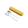 Juego de Vajilla Cuchillo y Tenedor de Acero Inoxidable Cuchara Juego de Vajilla Portátil Juego de Tres Piezas Caja de Regalo para Exteriores Juego de Una Pieza Vajilla Juego de Cuatro Piezas