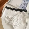 Nova Calcinha de Seda Gelada Sexy com Renda de Bolinhas Estilo Francês para Mulheres, Comprimento Estendido, Forro 100% Algodão, Cintura Baixa, Direto do Fabricante