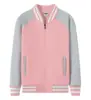 Casaco Moletom Baseball Manga Raglan Zíper Fleece Polare Espesso Cor Dividida para Homens e Mulheres Quente e Confortável Impressível