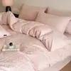 Juego de ropa de cama de cuatro piezas, clase A, de alto número de hilos, 100% algodón, engrosado, jacquard en relieve, cepillado, 100% algodón, lujo ligero, adecuado para todas las estaciones, ropa de cama cálida