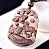 Pingente Triplo de Obsidiana Natural Presente para Estudantes Masculinos e Femininos Cristal do Mar da China Oriental Pingente do Zodíaco Atacado