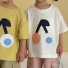 Camiseta de Manga Corta para Niños Niños Verano Algodón Puro 2026 Nueva Ropa de Verano Bebé Dibujos Animados Hombro Caído Top para Niñas