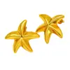 Hebilla Redonda de Acero Inoxidable con Forma de Herradura Hueca y Estrellas Marinas Pendientes para Mujer Joyería Versátil de Alta Gama Lista para la Venta