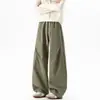 Pantalones negros holgados de pierna ancha, cordón suelto, pantalones casuales de primavera/otoño, marca de moda para hombre con remaches, estilo japonés