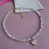 Collar de Cadena para Clavícula Versátil de Verano para Mujer, con Incrustaciones de Circonita en Forma de Corazón, Cristal Multifacético Dulce y Fresco de Estilo Nicho