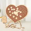 Suministros de boda de madera, mesa de registro grande en forma de corazón, decoraciones de mesa para fiesta de boda de madera, artesanías incrustadas al por mayor