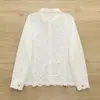Colección Otoño 2026: Camisa Bordada Artística de Manga Larga Estilo Japonés para Mujer, Top Jacquard Casual con Adorno de Encaje al por Mayor