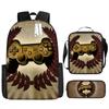 Mochila de Dibujos Animados de Juegos Retro Transfronteriza Estuche para Lápices de Gran Capacidad Mochila de Tres Piezas para Estudiantes de Primaria y Secundaria
