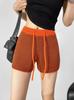 Shorts Casuais de Tricô Estilo Retrô Americano Hot Girl 25 Verão Novo Listrado Cordão Elástico Cintura Elástica Shorts para Mulheres