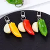 Llavero de pimiento rojo verde amarillo artificial creativo para bolsa de comida pimiento dulce ajo colgante tazón completo comida y juego al por mayor