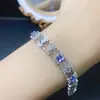 Venta al por mayor de fábrica Popular Pulsera Natural de Tanzanita con Incrustaciones de Plata S925 Piedra Principal 4*6 Joyería de Lujo Venta Directa de Fábrica