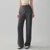 Calça de Yoga 2026 para Mulheres, Calça Casual Solta Reta de Perna Larga, Secagem Rápida para Corrida Treinamento, Caimento Fluido para Fitness Esportes, Calça Longa