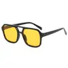 Novo Estilo Armação Quadrada Transfronteiriça Óculos de Sol com Ponte Dupla Moda Masculina Acessório de Viagem Óculos Lentes Oceânicas Simples Retrô Óculos de Sol Femininos