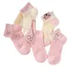Calcetines de Dibujos Animados para Niñas, Calcetines de Malla Transpirables Finos de Verano, Calcetines Rosas de Fresa y Oso, Calcetines Lindos Calados para Niños