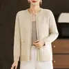 Tricô de outono e primavera para mães, novo casaco elegante e versátil estilo chinês para outono e inverno, slim fit, plus size, para mulheres de meia-idade e idosas