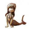 A filha do conto de fadas sobre a maré da sereia do mar brincando latão bronze antigo decoração de mesa artesanato decoração pequenos ornamentos