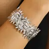 Pulsera Abierta de Girasol de Acero Inoxidable Estilo Europeo y Americano para Mujer, No se Desvanece, Lujo Ligero, Joyería de Alta Gama, Pulsera Popular Transfronteriza