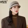 Boina para Mujer, Sombrero de Otoño e Invierno, Tejido de Lana, Estilo Retro a la Moda, Sensación Británica de Alta Gama, Gorra de Pico Cálida para Mujer