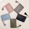 Mini monedero para mujer, de piel auténtica, con cremallera y bolsillo sencillo para llaves.