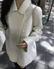 Chic Coreano2026 Otoño e Invierno Estilo Retro Francés Solapa Casual Holgado Cinturón Abrigo de Lana para Mujer