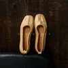 Zapatos simples de cuero suave para mujer, nuevos, versátiles y cómodos para ir al trabajo, zapatos de abuela de punta fina, bailarinas retro francesas