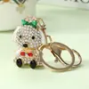 Pingente Chaveiro Cachorrinho Cravejado com Diamantes Estilo Ins Coreano, Lindo Pingente de Bolsa Desenho Animado Pet, Argola para Chaveiro de Carro