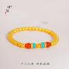 Tienda de oro Puzuo con pulsera de cuentas de oro, ágata roja, turquesa de imitación de oro, nueva pulsera china multitesoro para novia