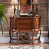 Mesa de recibidor estilo americano, Gabinete de recibidor de madera maciza, Consola de recibidor semicircular estilo europeo, Gabinete decorativo de pared para almacenamiento de té en el pasillo
