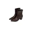 Botines de Tacón Grueso para Mujer 2026 Nuevos Botines con Correa Cruzada y Hebilla con Cremallera Trasera Botas de Caballero Negro Marrón Adulto Algodón