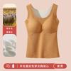 Chaleco cálido de otoño e invierno para mujer de lana y seda con cuello redondo, almohadilla fija en el pecho, forro polar de terciopelo sin costuras para interior