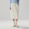 Falda de cachemira de cintura alta línea A para mujer de otoño e invierno, falda de longitud media fluida de otoño e invierno, falda larga adelgazante y que disimula el abdomen