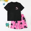 Trajes de Baño para Niños 2025 Nuevo Estilo Natación para Niños Secado Rápido Palmera Manga Corta Pantalones Cortos de Playa Trajes de Baño
