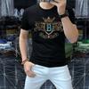 Camiseta de manga corta de algodón mercerizado de verano 2024 de estilo europeo y americano para hombre, marca de moda, industria pesada, perforación en caliente, transpirable, ligera, de seda helada.