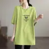 Camiseta de Manga Corta Holgada Talla Grande para Mujer, Marca Nueva de Moda Verano 2026, Camiseta de Longitud Media que Cubre la Cadera