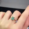 Anillo de Esmeralda Natural Simple Nuevo Transfronterizo Lujo de Gama Alta Anillo de Plata de Ley S925 Venta Caliente Transfronteriza
