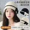 Nuevo gorro de punto con lazo lindo estilo coreano para otoño e invierno, gorro de pescador versátil, cálido y a prueba de frío para mujer