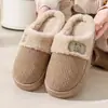 Pantuflas de algodón para pareja de mujer y hombre 2026, sencillas y cómodas para uso en interiores, engrosadas para abrigar, pantuflas ligeras para el hogar
